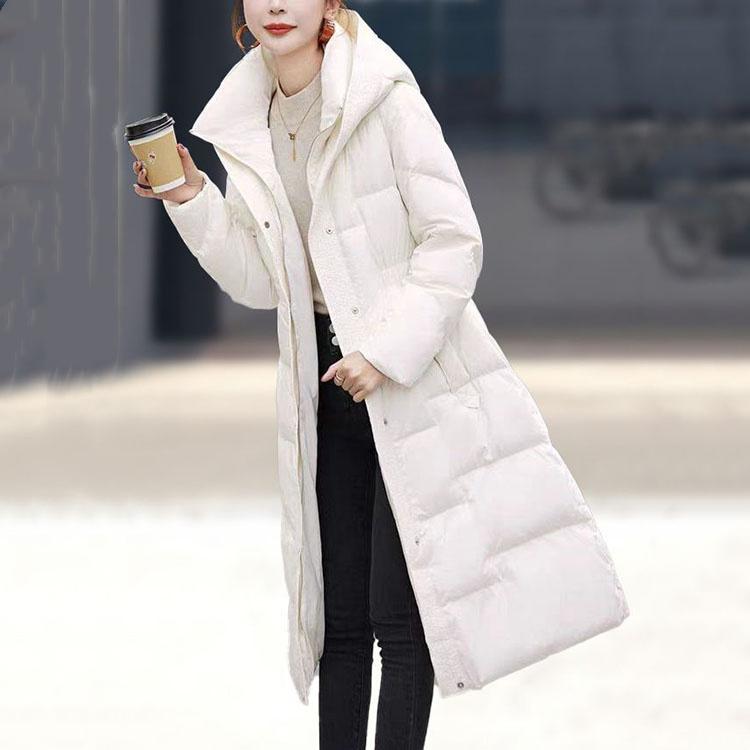 全3色 フード付き ダウンコート ベルト有り ロング丈 レディース