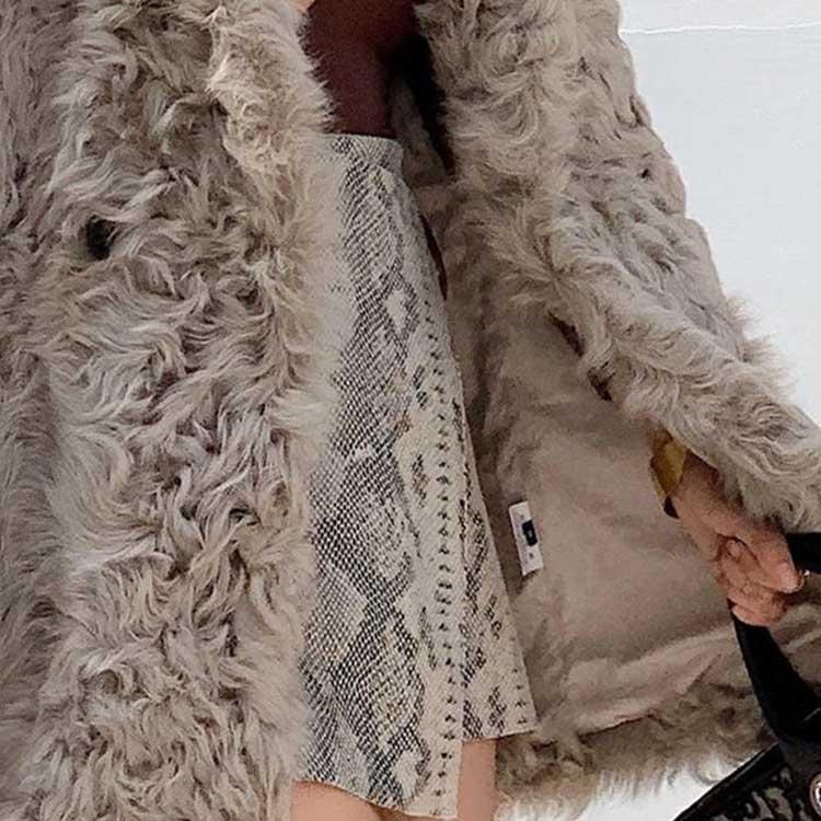 コート アウター ラムファー 巻きラムファー リアルファー ミドル 長袖