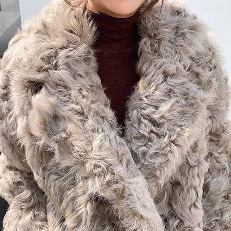 コート アウター ラムファー 巻きラムファー リアルファー ミドル 長袖