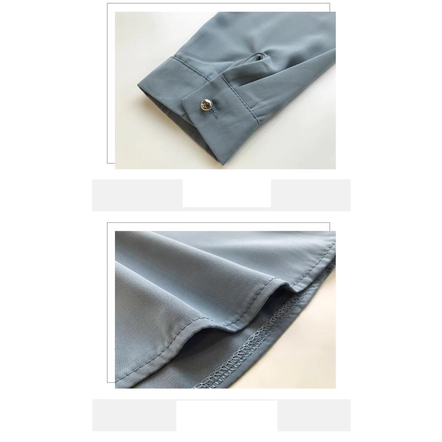 長袖 シャツ 無地 シンプル 春秋 レディース ホワイト/ブラック/ブルー/ブラウン M/L/2L/3L/4L/5L k1o08 |  | 18