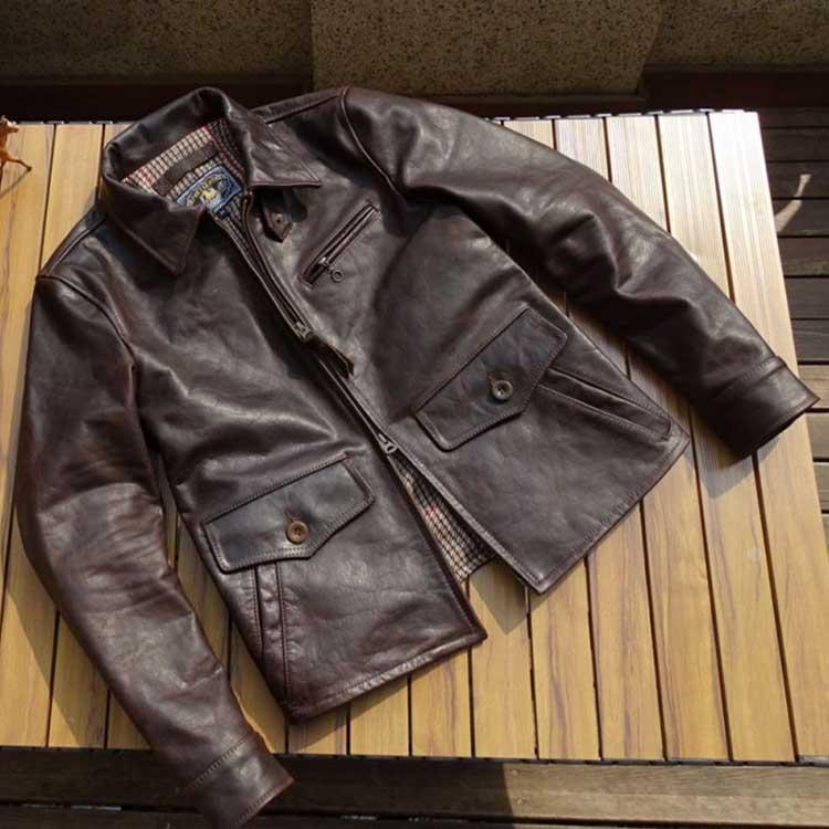 フォウル レザー ジャケット コート メンズ  仔馬革 アウター ブラウン S/M/L/2L/3L/4L/5L k4b07 |  | 16