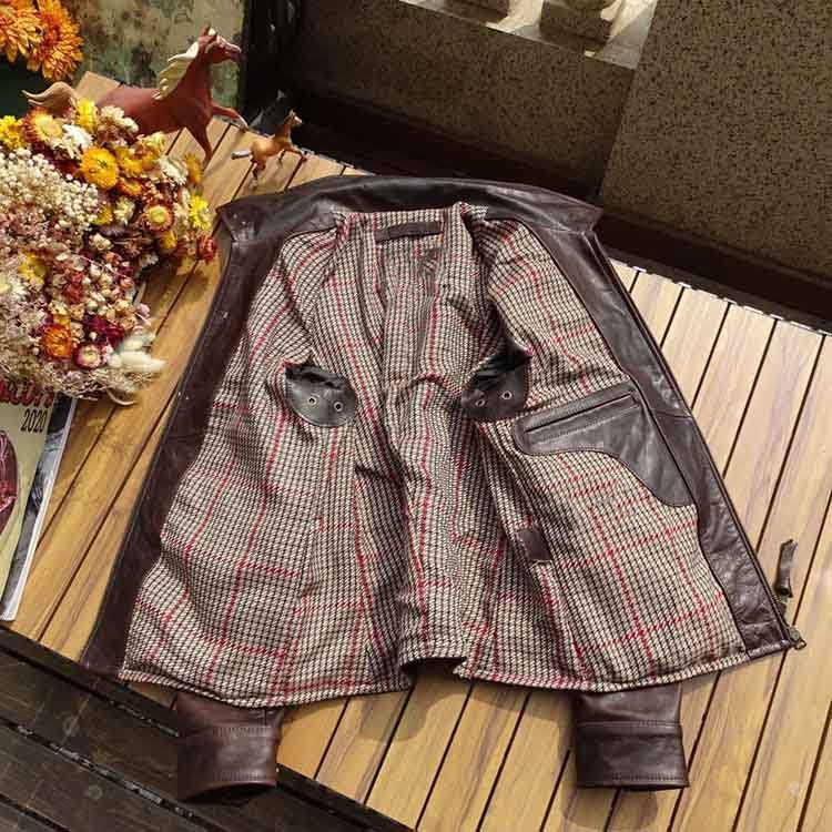 フォウル レザー ジャケット コート メンズ  仔馬革 アウター ブラウン S/M/L/2L/3L/4L/5L k4b07 |  | 02