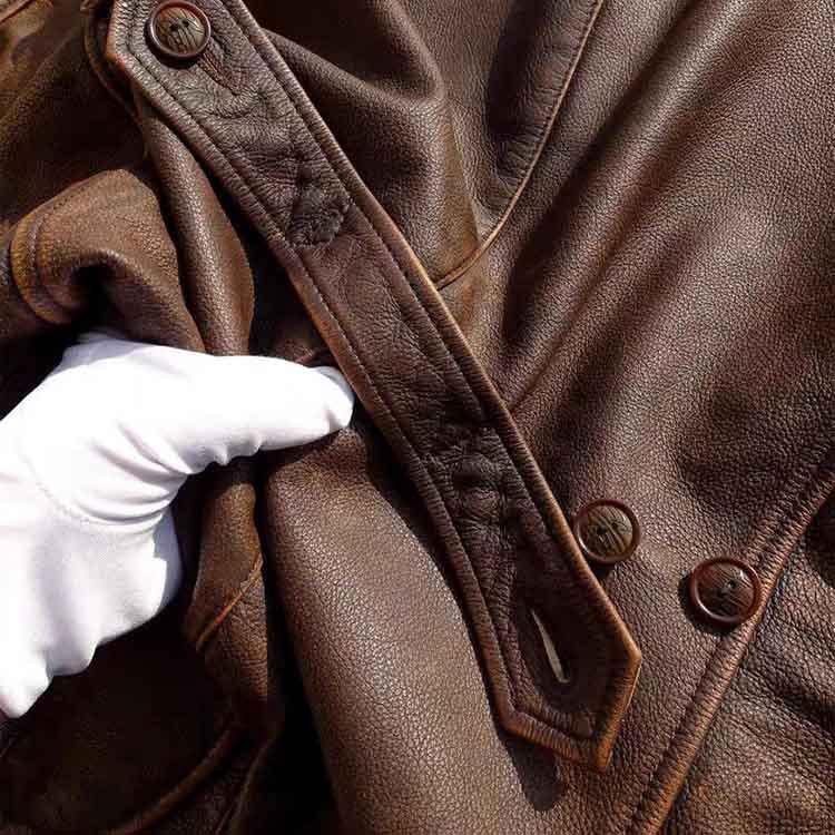 カーフレザー ジャケット コート メンズ 子牛革 アウター ブラウン S/M