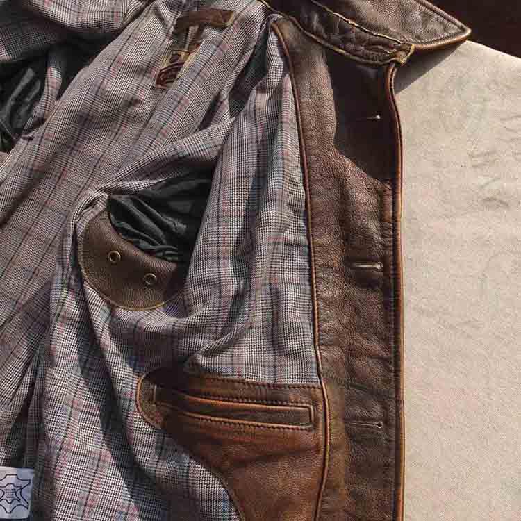 カーフレザー ジャケット コート メンズ 子牛革 アウター ブラウン S/M