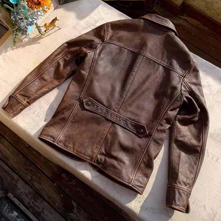 カーフレザー ジャケット コート メンズ 子牛革 アウター ブラウン S/M