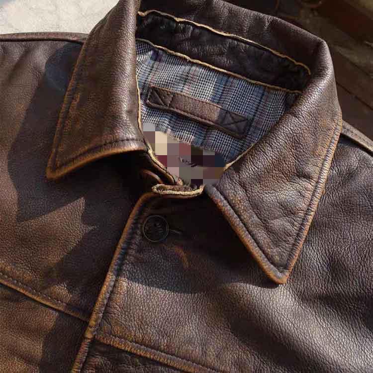 カーフレザー ジャケット コート メンズ 子牛革 アウター ブラウン S/M