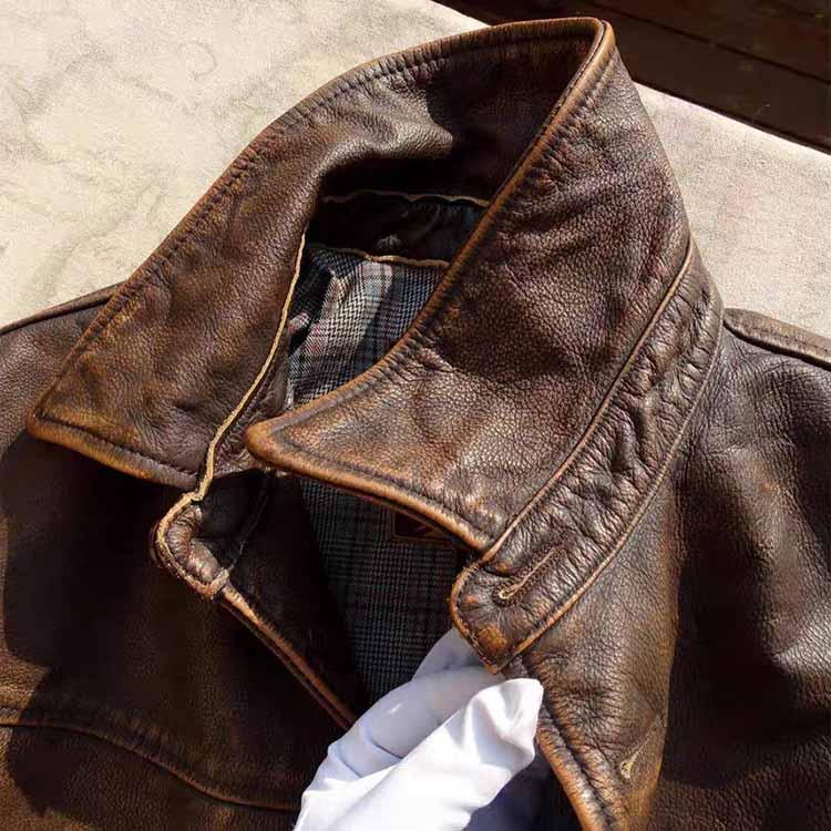 カーフレザー ジャケット コート メンズ 子牛革 アウター ブラウン S/M