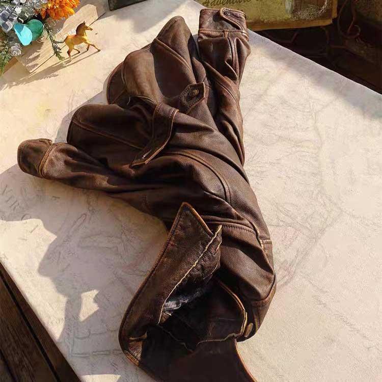 カーフレザー ジャケット コート メンズ 子牛革 アウター ブラウン S/M