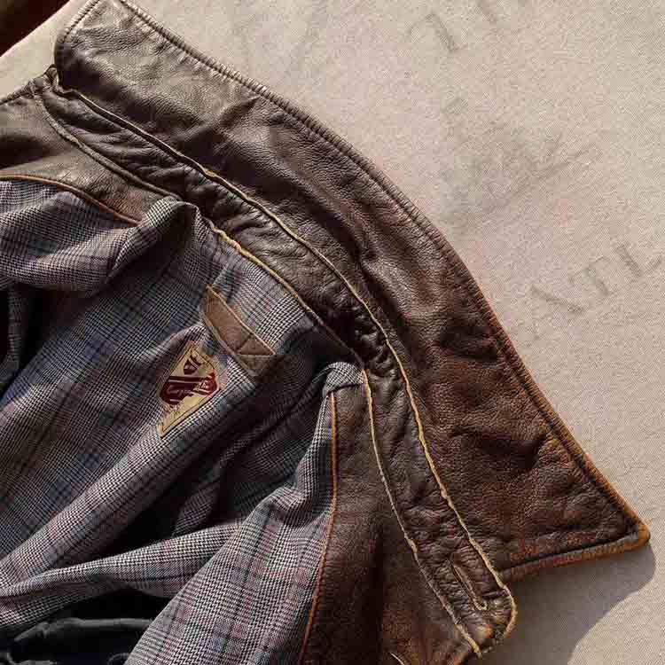 カーフレザー ジャケット コート メンズ 子牛革 アウター ブラウン S/M