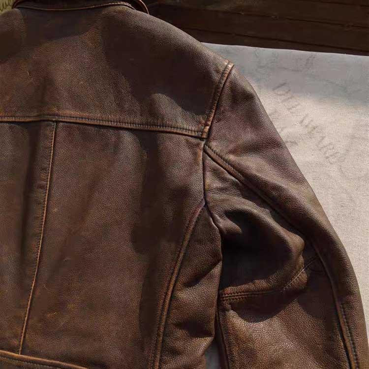 カーフレザー ジャケット コート メンズ 子牛革 アウター ブラウン S/M