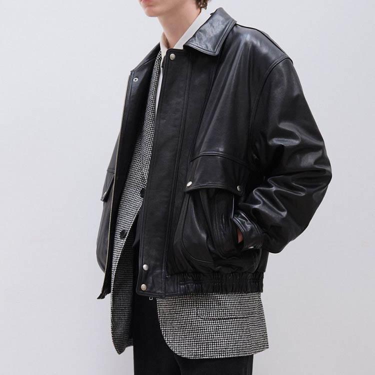 ラムレザー ジャケット コート 裾絞り メンズ アウター ブラック M/L 