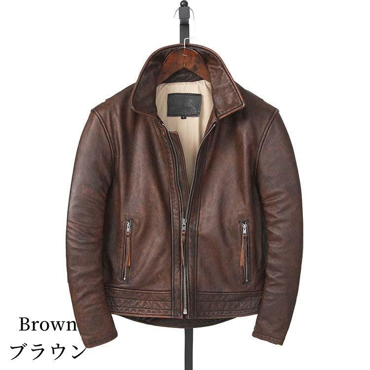 カウレザー ジャケット コート メンズ  牛革 アウター ブラウン S/M/L/2L/3L/4L/5L k4b23 |  | 01