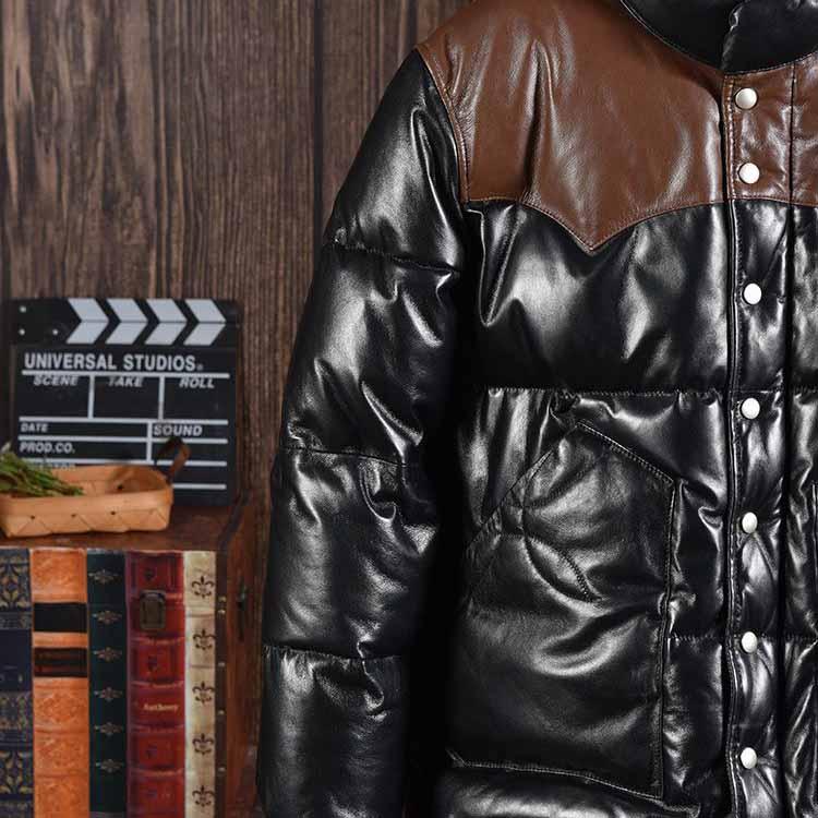 ラムレザー グースダウン ジャケット レザー コート アウター 長袖 ショート メンズ 秋冬 本革 ブラック S/M/L/2L k4b45 |  | 15