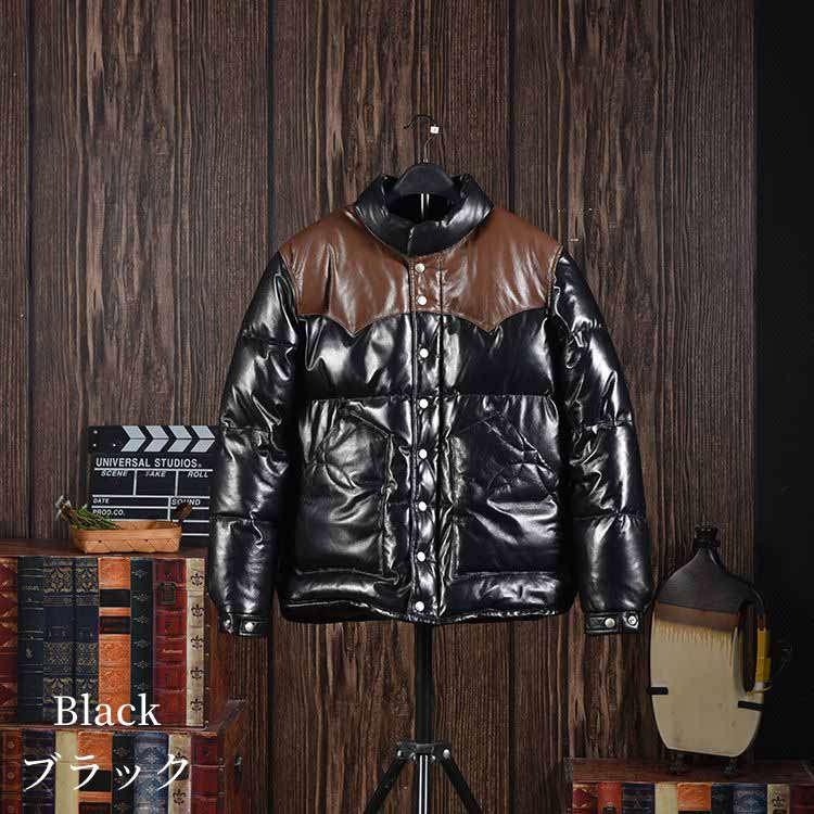 ラムレザー グースダウン ジャケット レザー コート アウター 長袖