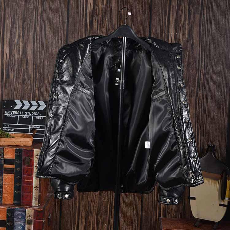 ラムレザー グースダウン ジャケット レザー コート アウター 長袖