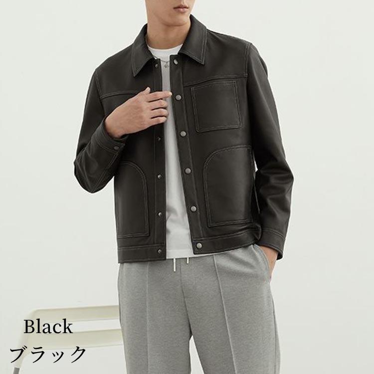 ラムレザー レザー ジャケット コート アウター 長袖 メンズ 秋冬 冬物 ポリエステルコーティング 本革 ブラック L/2L/3L/4L/5L k4b60 |  | 01