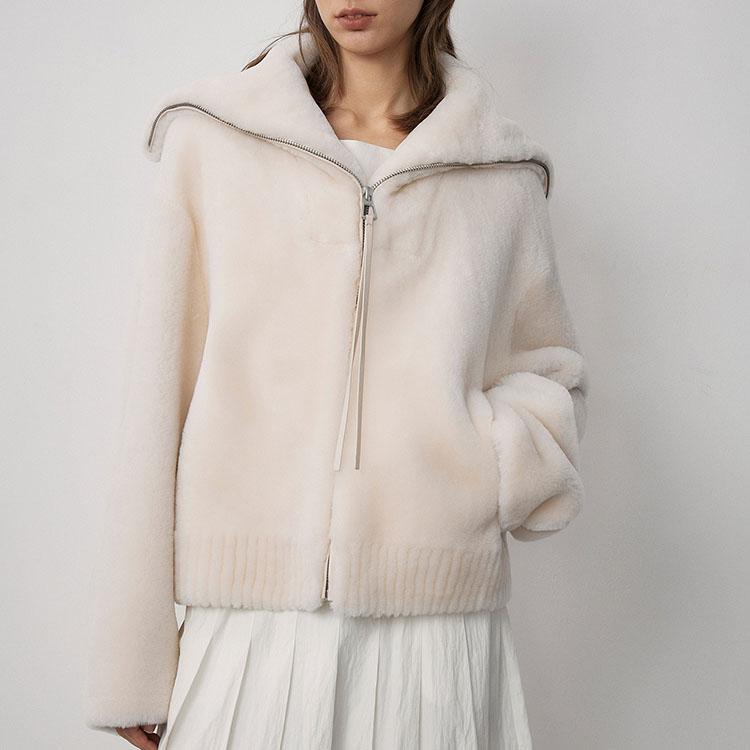 ラムムートン ジャケット コート レディース 秋/冬 アウター 毛皮 アイボリー/ブラウン FREE フリーサイズ l1a01 |  | 10