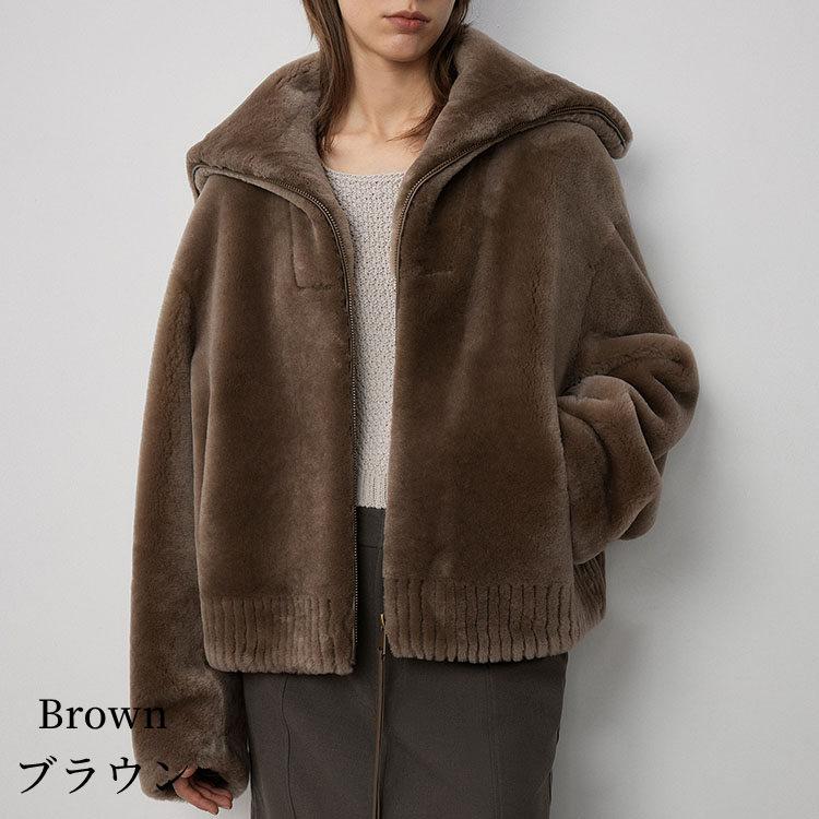 ラムムートン ジャケット コート レディース 秋/冬 アウター 毛皮 アイボリー/ブラウン FREE フリーサイズ l1a01 |  | 02