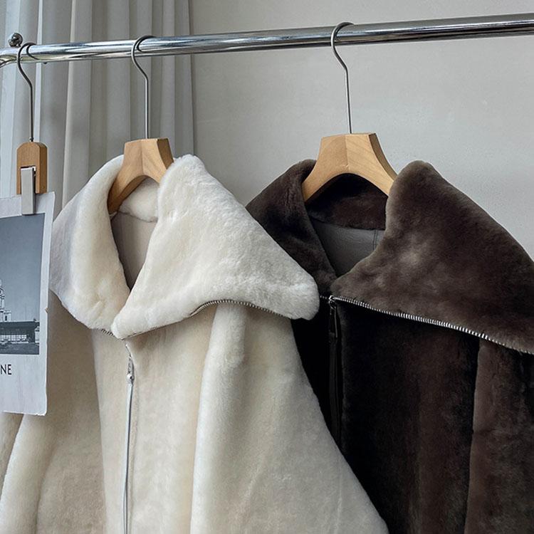 ラムムートン ジャケット コート レディース 秋/冬 アウター 毛皮 アイボリー/ブラウン FREE フリーサイズ l1a01 |  | 04