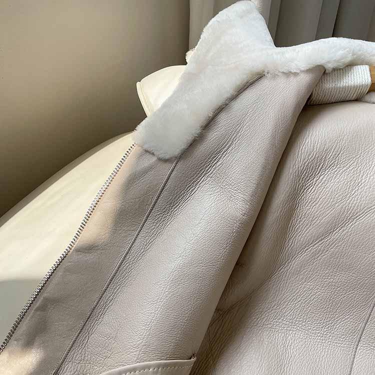 ラムムートン ジャケット コート レディース 秋/冬 アウター 毛皮 アイボリー/ブラウン FREE フリーサイズ l1a01 |  | 05