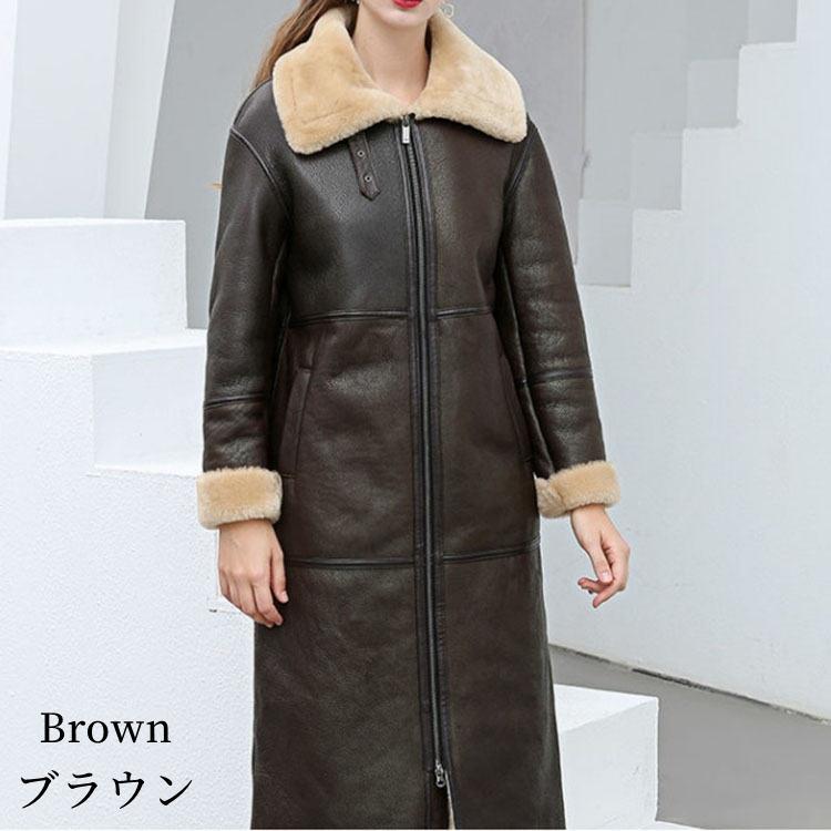 ラムムートン コート レディース 秋/冬 アウター 毛皮 グレージュ