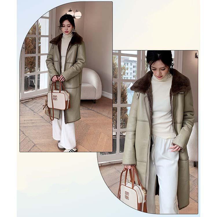 ラムムートン コート レディース 秋/冬 アウター 毛皮 グレージュ