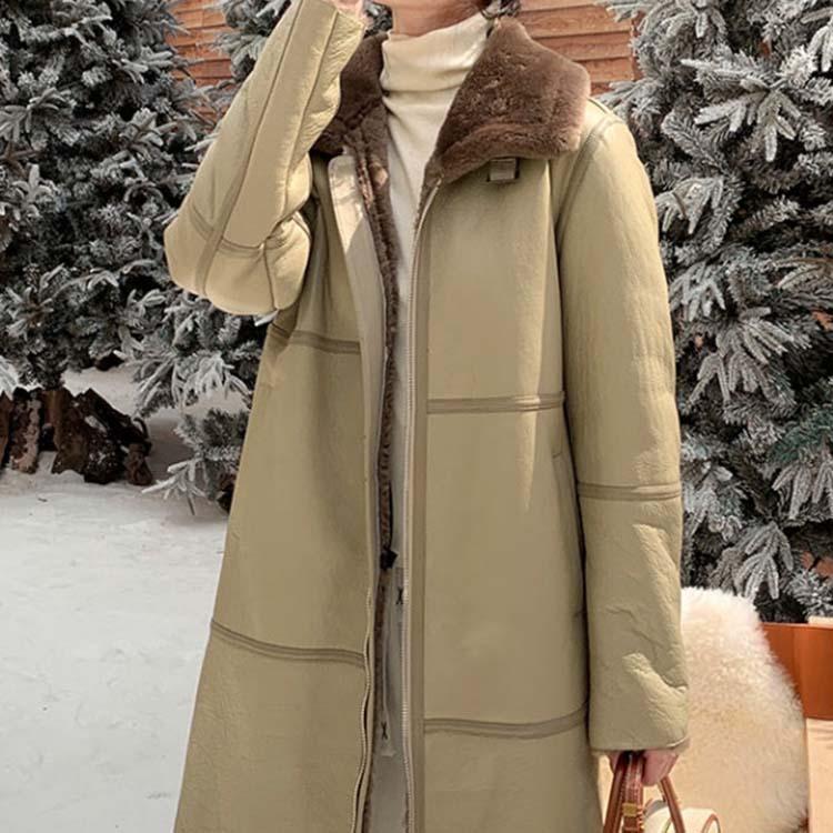 ラムムートン コート レディース 秋/冬 アウター 毛皮 グレージュ