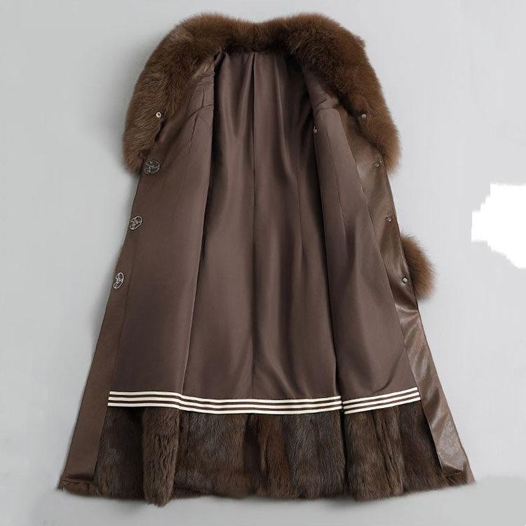 フォックスファー襟 ラビットファームートン コート ベルト付き