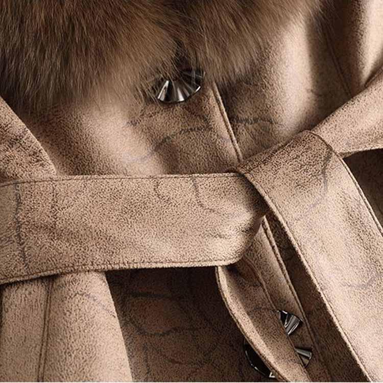 フォックスファー襟 ラビットファームートン コート ベルト付き