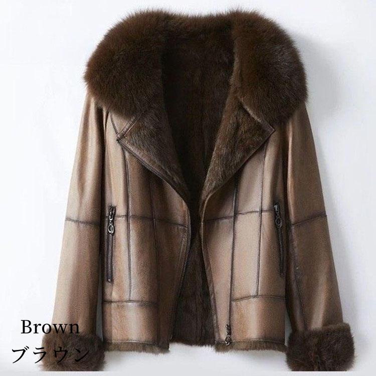 フォックスファー襟 ラビットファームートン ジャケット コート