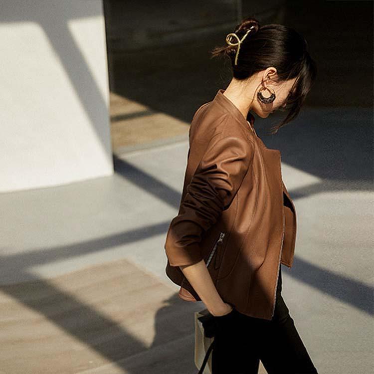 ラムレザー ジャケット コート レディース 本革 秋/冬 アウター ブラウン/キャメル/ブラック M/L/2L/3L l1b01 |  | 17