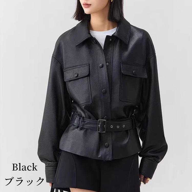 ラムレザー ジャケット コート レディース スタンドカラー 本革 秋/冬