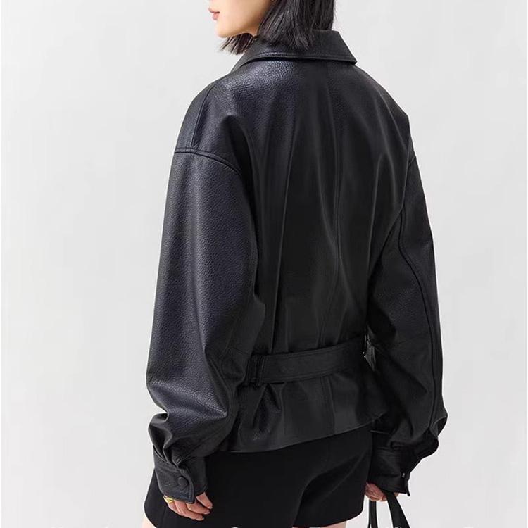 ラムレザー ジャケット コート レディース スタンドカラー 本革 秋/冬