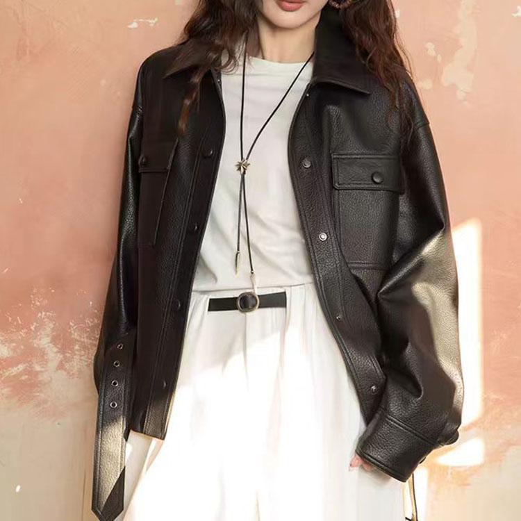 ラムレザー ジャケット コート レディース スタンドカラー 本革 秋/冬