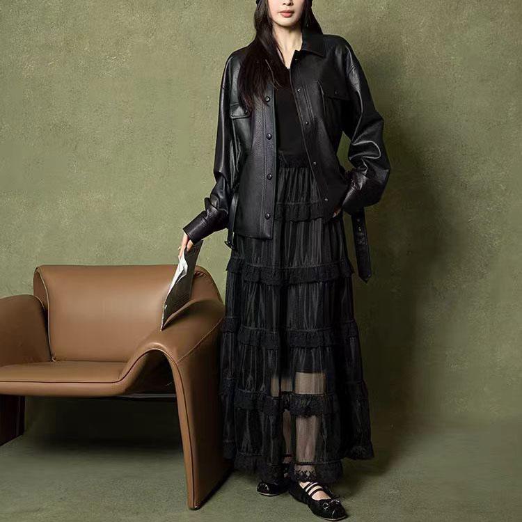 ラムレザー ジャケット コート レディース スタンドカラー 本革 秋/冬