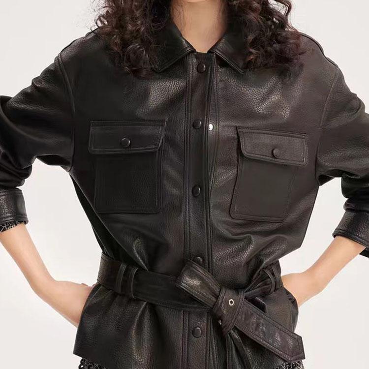 ラムレザー ジャケット コート レディース スタンドカラー 本革 秋/冬