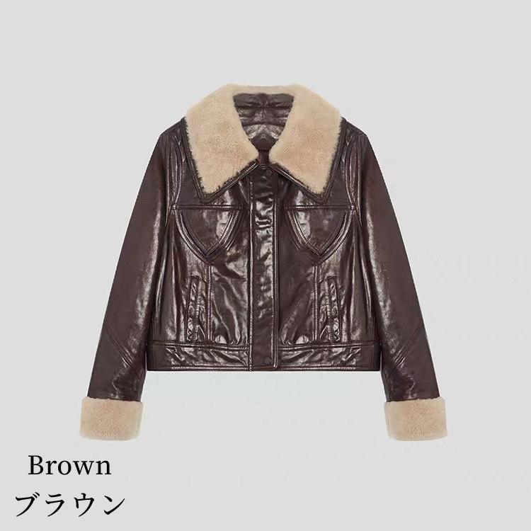 ラムファー襟 ラムレザーダウンジャケット グースダウン90％ コート レディース 本革 秋/冬 毛皮 アウター ブラック/ブラウン S/M/L l1b06 |  | 03