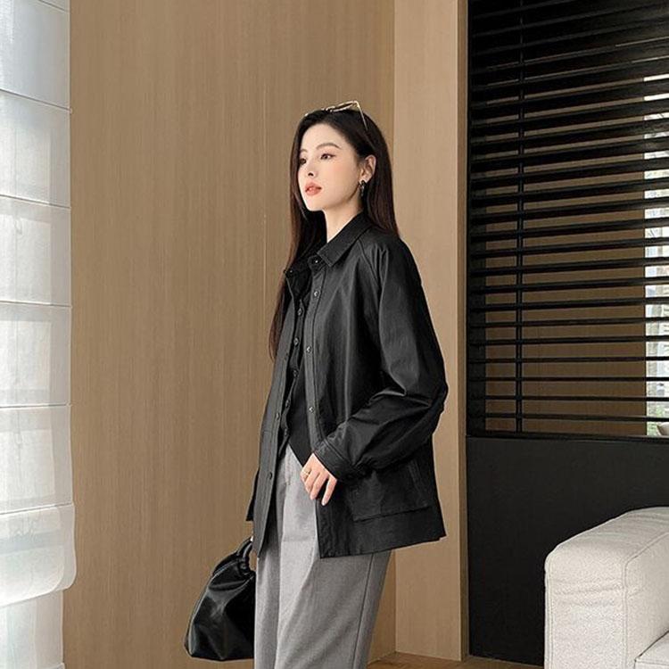 ラムレザー ジャケット コート レディース ショート 本革 羊革 秋/冬 アウター ブラック M/L/2L/3L/4L l1b28 |  | 03