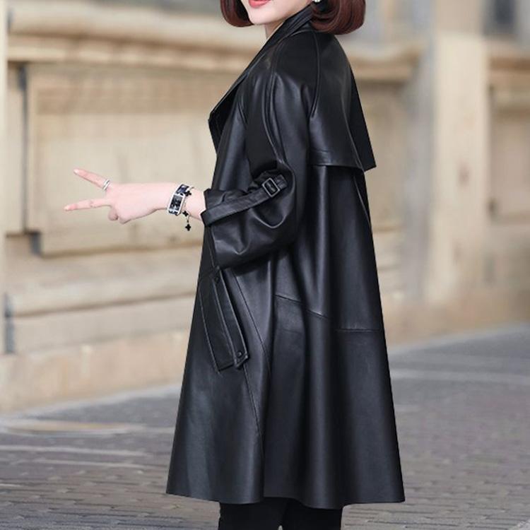 新品　羊革　ラムレザーコート　レディース　メンズ　ブラック　黒　МLサイズ相当 ラムレザー コート レディース ミドル 本革 羊革 秋/冬 アウター