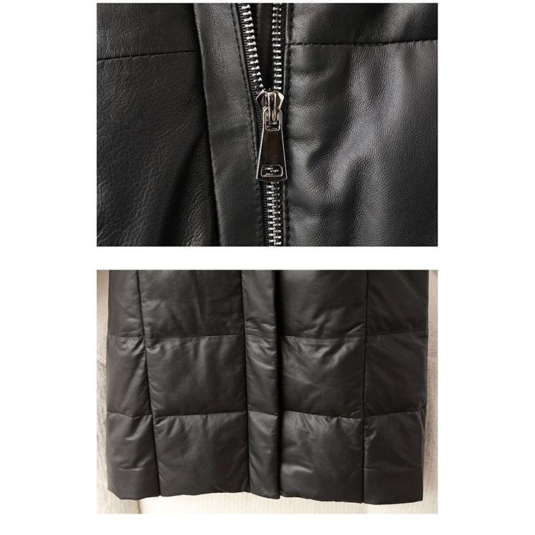 138　新品未使用タグ付き　ラムレザー　羊革　フード付き　中綿　ロングコート ラムレザー フード ダウン コート レディース ミドル ロング ダウン70