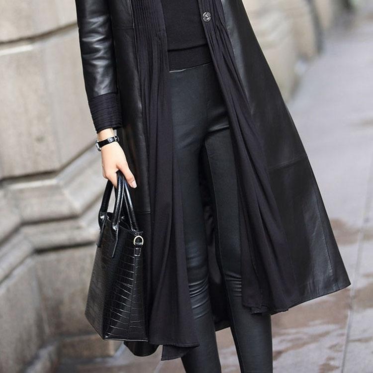 ラムレザー コート レディース ミドル ロング 本革 羊革 秋/冬 アウター ブラック M/L/2L l1b41 |  | 07