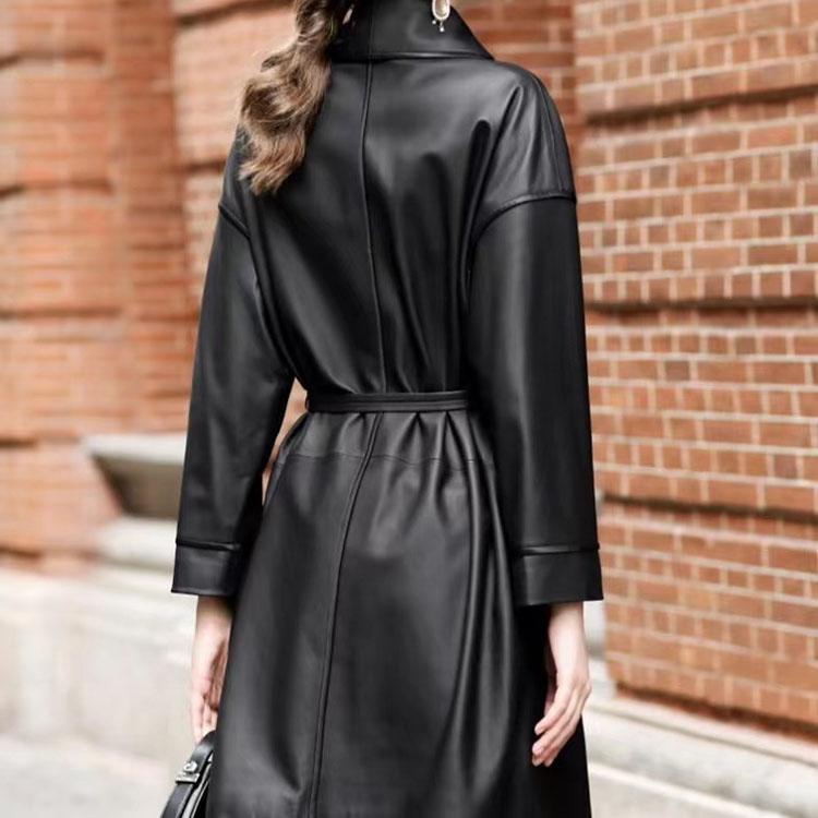 ラムレザー コート レディース ミドル 本革 羊革 ベルト付き 秋/冬