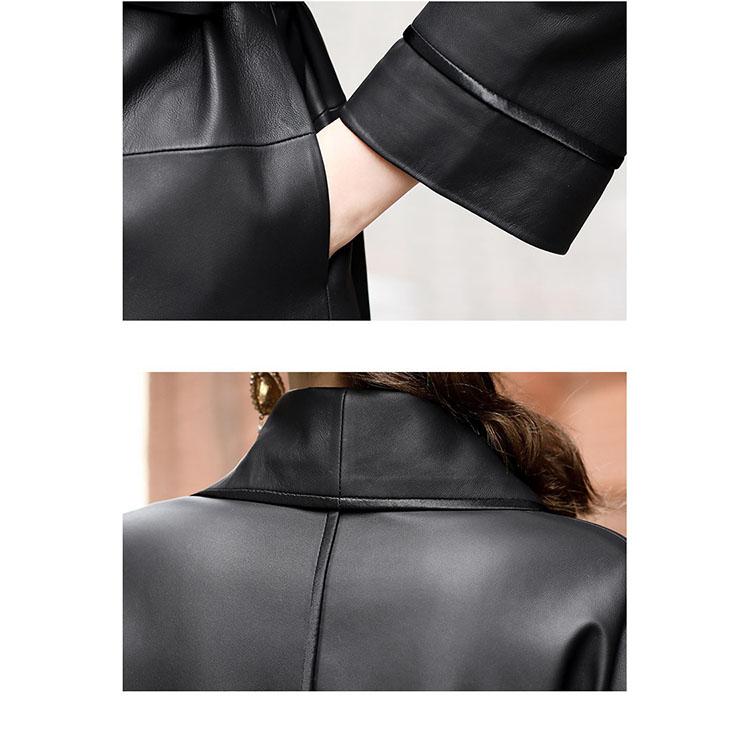 ラムレザー コート レディース ミドル 本革 羊革 ベルト付き 秋/冬