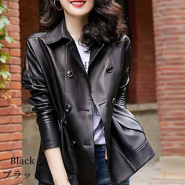 ラムレザー ジャケット コート レディース ショート 本革 羊革 秋/冬 アウター ブラック/ブルー M/L/2L/3L l1b45 |  | 01