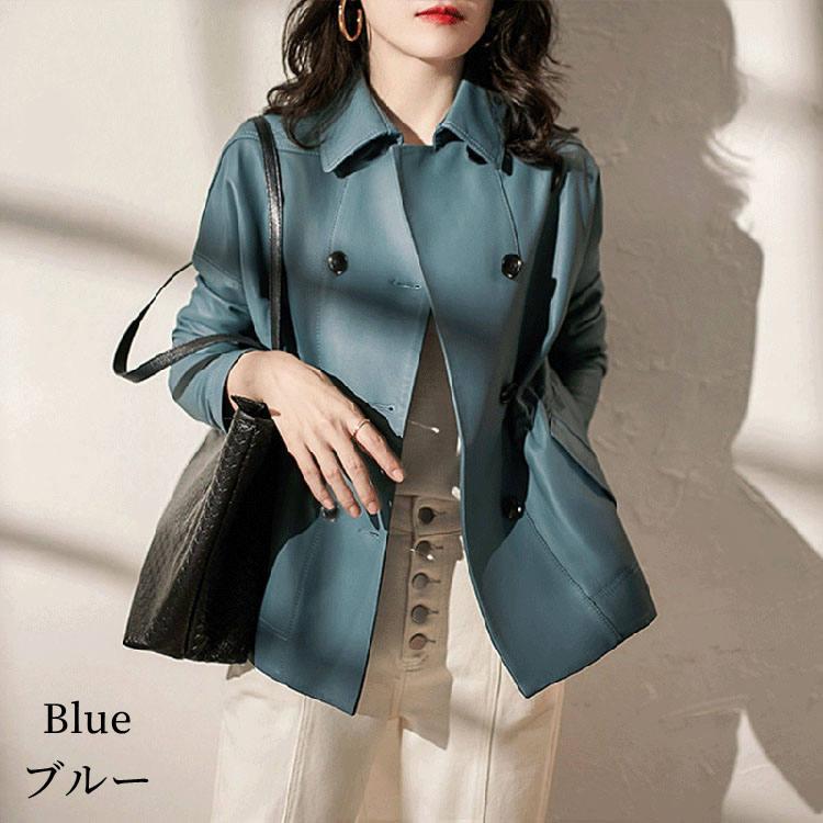 ラムレザー ジャケット コート レディース ショート 本革 羊革 秋/冬 アウター ブラック/ブルー M/L/2L/3L l1b45 |  | 02