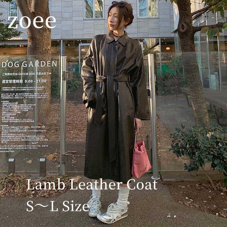 ラムレザー コート レディース ミドル ロング 本革 羊革 秋/冬