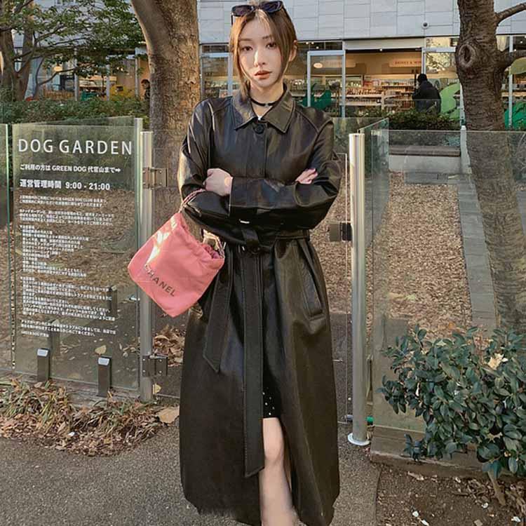 ラムレザー コート レディース ミドル ロング 本革 羊革 秋/冬