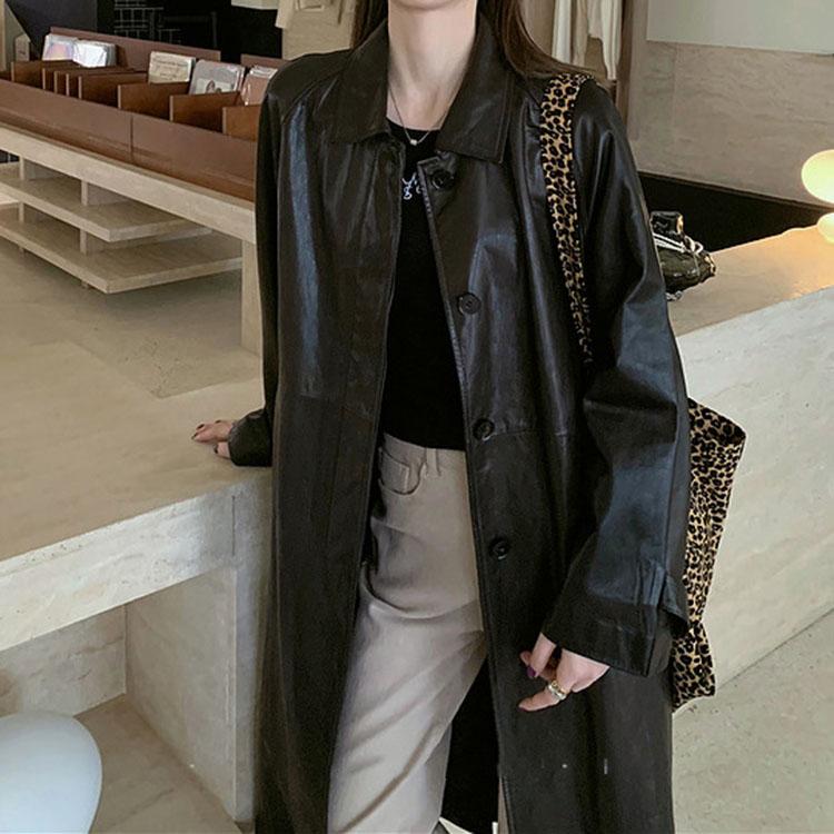 ラムレザー コート レディース ミドル ロング 本革 羊革 秋/冬