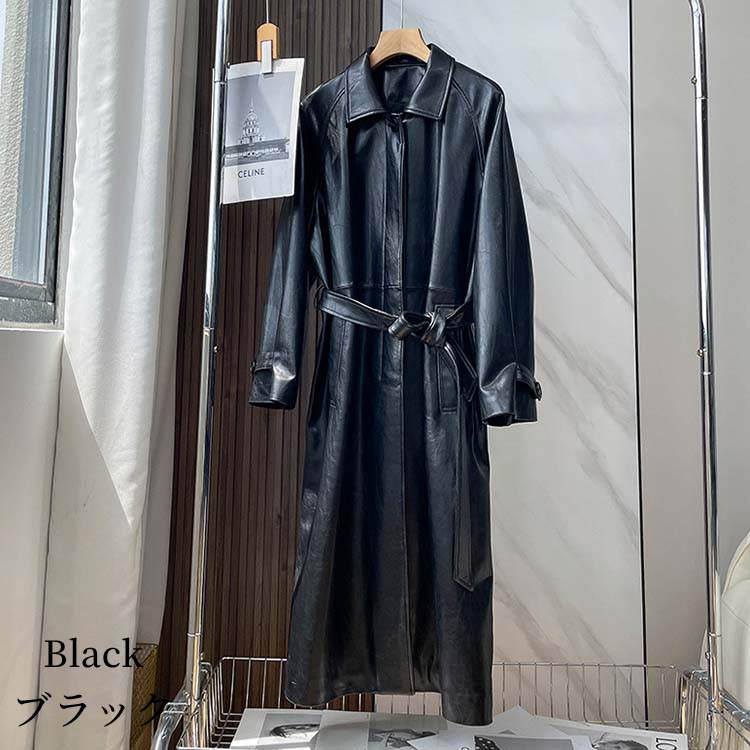 ラムレザー コート レディース ミドル ロング 本革 羊革 秋/冬