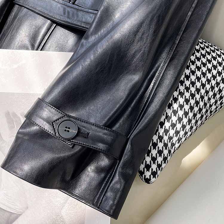 新品　羊革　ラムレザーコート　レディース　メンズ　ブラック　黒　МLサイズ相当 ラムレザーコート メンズ 羊革 レザージャケット トレンチコート